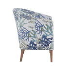 Fauteuil club cylindrique en polyester jacquard à imprimé corail Oceanside avec accoudoirs évasés et structure en bois dur - Usage unique