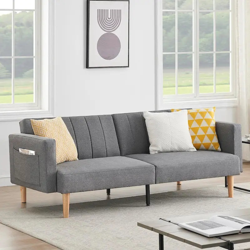 78.74Inch Modern Fabric Sofa Bed 3-in-1 Foldable Sleeper Sofa Bed