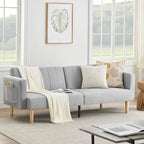 Canapé-lit pliable 3-en-1 en tissu gris foncé/gris clair avec poches de rangement latérales – Convient pour 2 personnes
