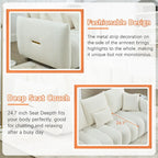 Canapé Moderne Minimaliste en Velours Teddy avec Coussins de Dossier et d'Assise - 3 Places