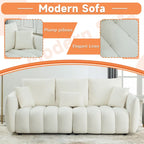 Canapé Moderne Minimaliste en Velours Teddy avec Coussins de Dossier et d'Assise - 3 Places