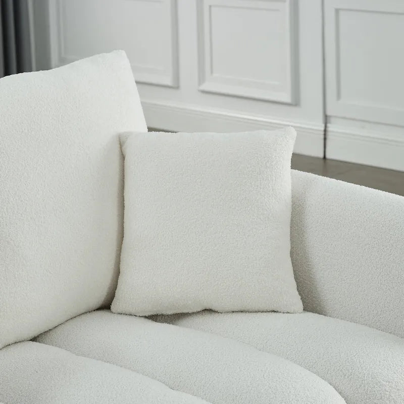 Canapé Moderne Minimaliste en Velours Teddy avec Coussins de Dossier et d'Assise - 3 Places