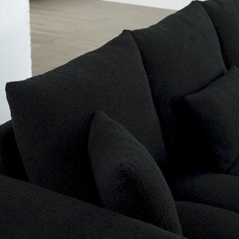 Canapé Moderne Minimaliste en Velours Teddy avec Coussins de Dossier et d'Assise - 3 Places