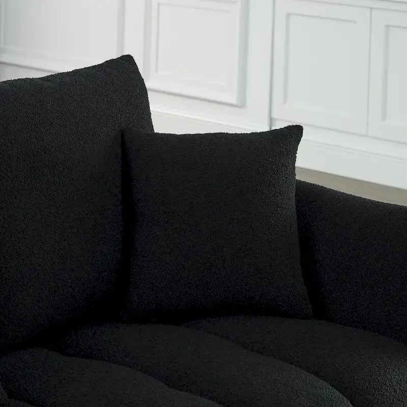 Canapé Moderne Minimaliste en Velours Teddy avec Coussins de Dossier et d'Assise - 3 Places