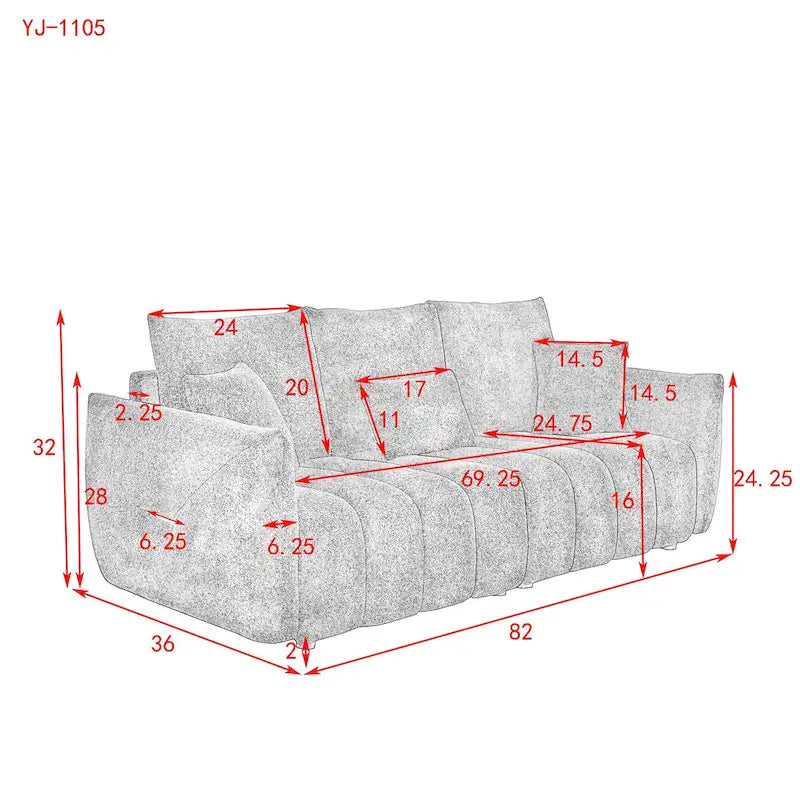 Canapé Moderne Minimaliste en Velours Teddy avec Coussins de Dossier et d'Assise - 3 Places