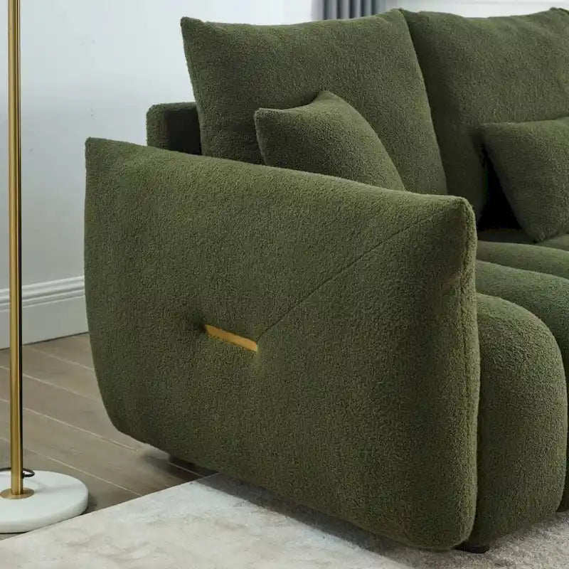 Canapé Moderne Minimaliste en Velours Teddy avec Coussins de Dossier et d'Assise - 3 Places