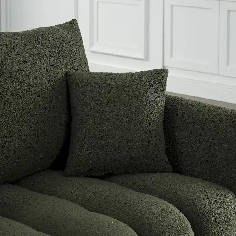 Canapé Moderne Minimaliste en Velours Teddy avec Coussins de Dossier et d'Assise - 3 Places