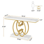 Console en faux marbre blanc et or / gris et noir avec piètement métallique géométrique - Utilisation unique