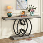 Console en faux marbre blanc et or / gris et noir avec piètement métallique géométrique - Utilisation unique
