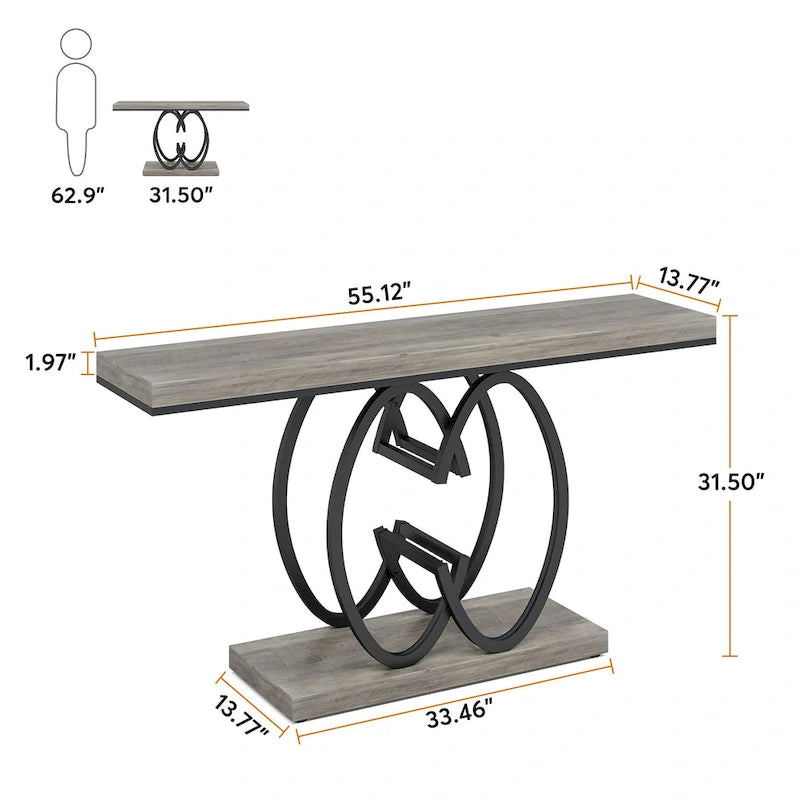 Console en faux marbre blanc et or / gris et noir avec piètement métallique géométrique - Utilisation unique