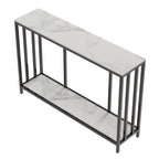 Console 2 niveaux avec plateau en pierre frittée noire et blanche et structure en métal - Usage unique