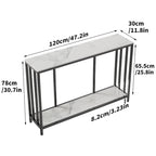 Console 2 niveaux avec plateau en pierre frittée noire et blanche et structure en métal - Usage unique
