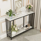 Console 2 niveaux avec plateau en pierre frittée noire et blanche et structure en métal - Usage unique