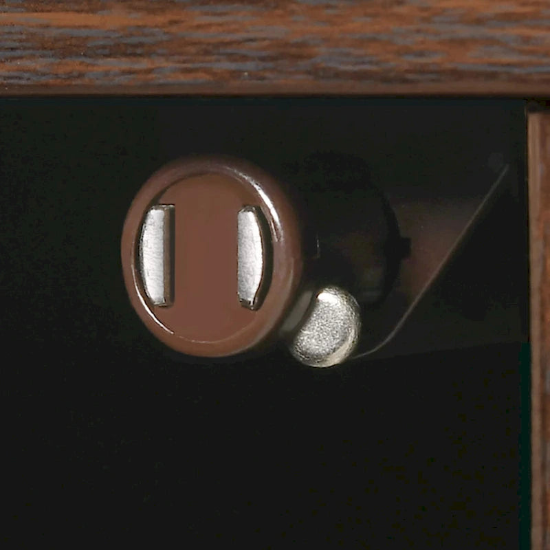 Meuble TV Mid-Century Noyer avec lumières LED RGB et portes à lattes – Pour téléviseurs jusqu'à 65 po