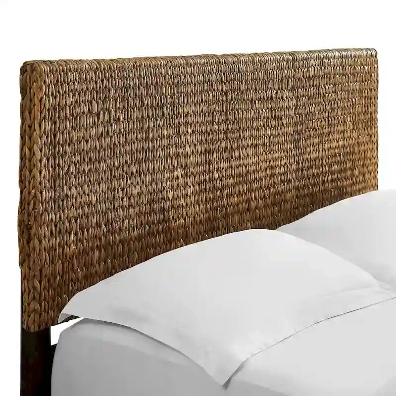 Tête de lit Queen en jonc de mer naturel tressé à la main avec pieds noir mat - Pour 2 personnes
