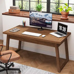 Bureau exécutif moderne du milieu du siècle noyer marron avec tiroir et pieds en bois massif - Usage unique