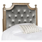 Tête de lit capitonnée avec cadre en bois rustique taupe / beige / gris / noir – Usage unique