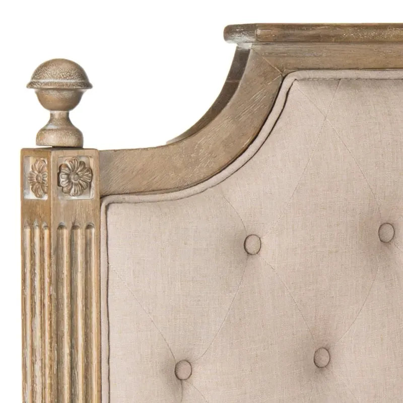 Tête de lit capitonnée avec cadre en bois rustique taupe / beige / gris / noir – Usage unique