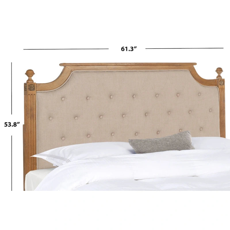 Tête de lit capitonnée avec cadre en bois rustique taupe / beige / gris / noir – Usage unique