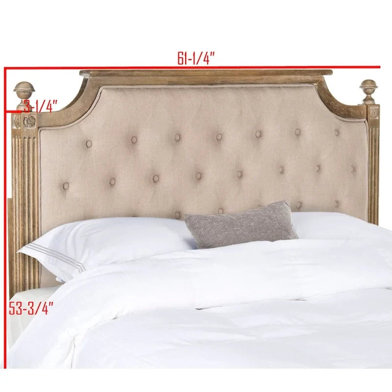 Tête de lit capitonnée avec cadre en bois rustique taupe / beige / gris / noir – Usage unique