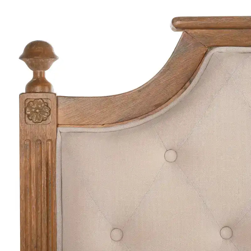 Tête de lit capitonnée avec cadre en bois rustique taupe / beige / gris / noir – Usage unique