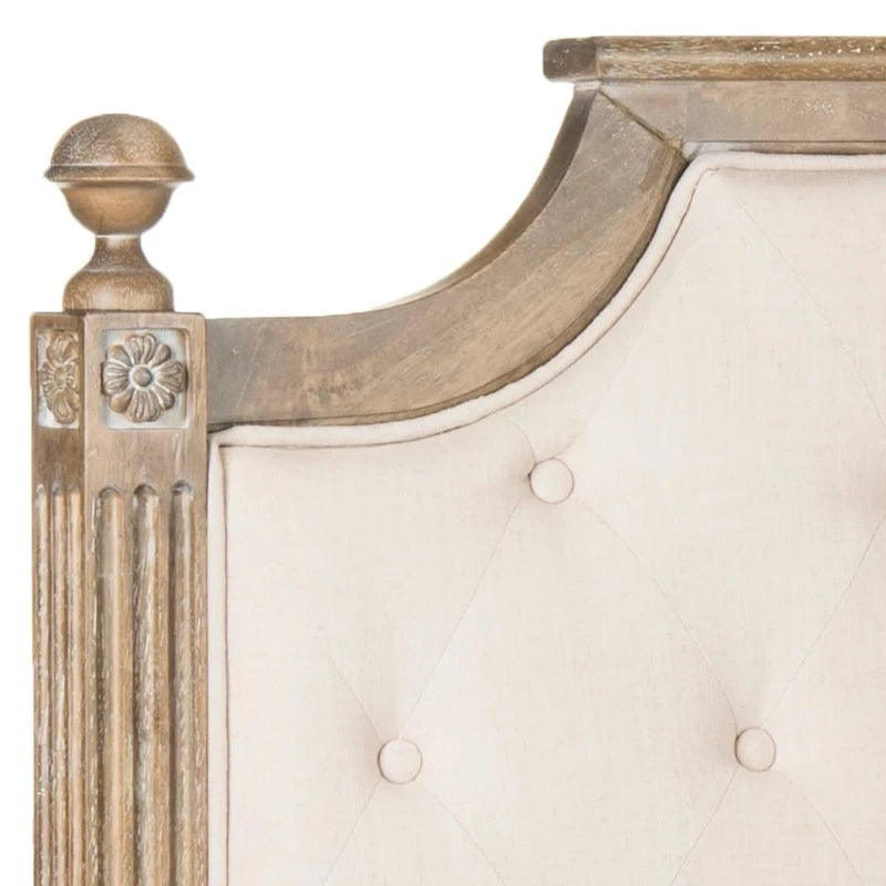 Tête de lit capitonnée avec cadre en bois rustique taupe / beige / gris / noir – Usage unique