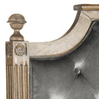 Tête de lit capitonnée avec cadre en bois rustique taupe / beige / gris / noir – Usage unique
