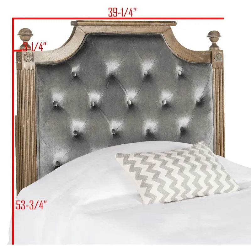 Tête de lit capitonnée avec cadre en bois rustique taupe / beige / gris / noir – Usage unique
