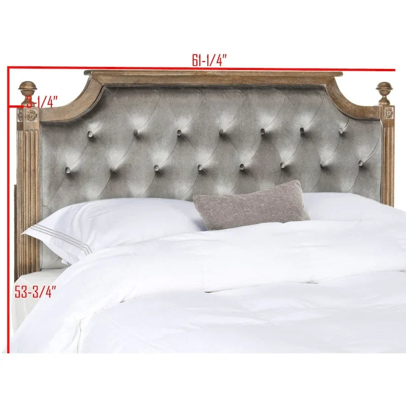 Tête de lit capitonnée avec cadre en bois rustique taupe / beige / gris / noir – Usage unique