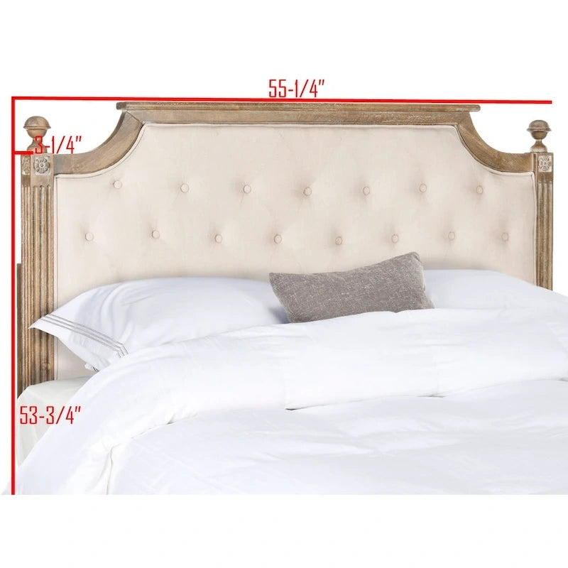 Tête de lit capitonnée avec cadre en bois rustique taupe / beige / gris / noir – Usage unique