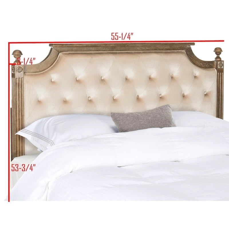 Tête de lit capitonnée avec cadre en bois rustique taupe / beige / gris / noir – Usage unique