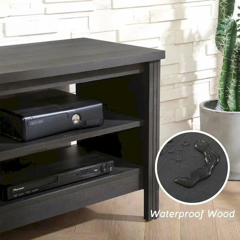 Meuble TV de ferme noir en MDF avec 6 étagères ouvertes – Pour téléviseurs jusqu'à 75 pouces