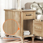 Table d'appoint moderne en chêne avec station de recharge et porte d'armoire - Lot de 2