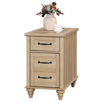 Table d'appoint moderne en chêne avec station de recharge et porte d'armoire - Lot de 2