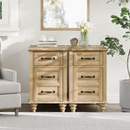 Table d'appoint moderne en chêne avec station de recharge et porte d'armoire - Lot de 2