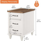 Table d'appoint moderne en chêne avec station de recharge et porte d'armoire - Lot de 2