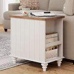 Table d'appoint moderne en chêne avec station de recharge et porte d'armoire - Lot de 2