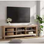 Meuble TV en bois noir anthracite avec 6 niches ouvertes et bandeau LED RGB - Usage unique