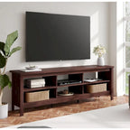 Meuble TV en bois noir anthracite avec 6 niches ouvertes et bandeau LED RGB - Usage unique