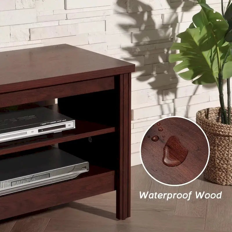 Meuble TV en bois noir anthracite avec 6 niches ouvertes et bandeau LED RGB - Usage unique