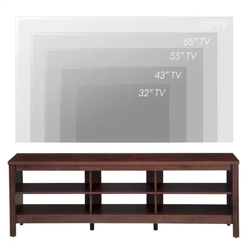 Meuble TV en bois noir anthracite avec 6 niches ouvertes et bandeau LED RGB - Usage unique