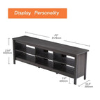 Meuble TV en bois noir anthracite avec 6 niches ouvertes et bandeau LED RGB - Usage unique