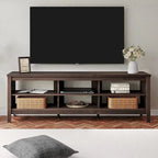 Meuble TV en bois noir anthracite avec 6 niches ouvertes et bandeau LED RGB - Usage unique