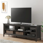 Meuble TV en bois noir anthracite avec 6 niches ouvertes et bandeau LED RGB - Usage unique