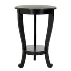 Table d'appoint ronde à piédestal en pin gris vintage/cerisier foncé/crème vieilli/noir vieilli avec pieds galbés et étagère inférieure