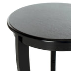 Table d'appoint ronde à piédestal en pin gris vintage/cerisier foncé/crème vieilli/noir vieilli avec pieds galbés et étagère inférieure