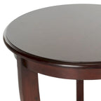 Table d'appoint ronde à piédestal en pin gris vintage/cerisier foncé/crème vieilli/noir vieilli avec pieds galbés et étagère inférieure