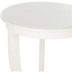 Table d'appoint ronde à piédestal en pin gris vintage/cerisier foncé/crème vieilli/noir vieilli avec pieds galbés et étagère inférieure