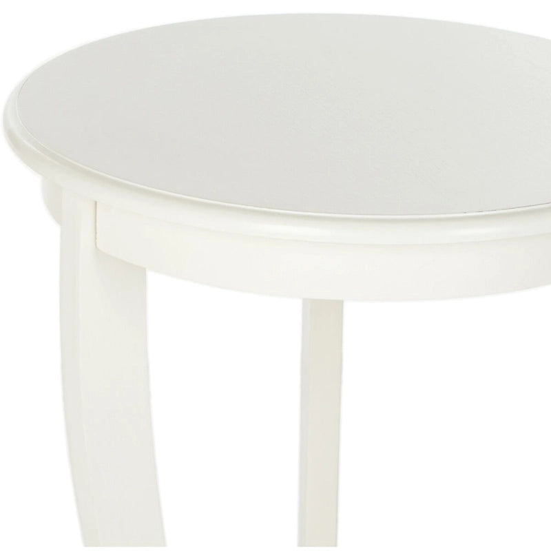 Table d'appoint ronde à piédestal en pin gris vintage/cerisier foncé/crème vieilli/noir vieilli avec pieds galbés et étagère inférieure