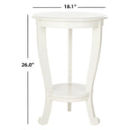 Table d'appoint ronde à piédestal en pin gris vintage/cerisier foncé/crème vieilli/noir vieilli avec pieds galbés et étagère inférieure